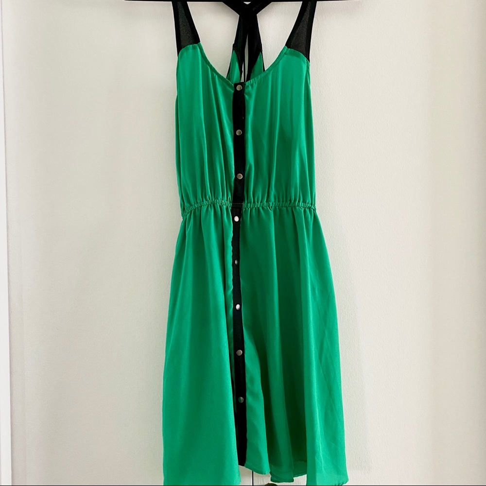Silence + Noise Strappy Green Mini Dress